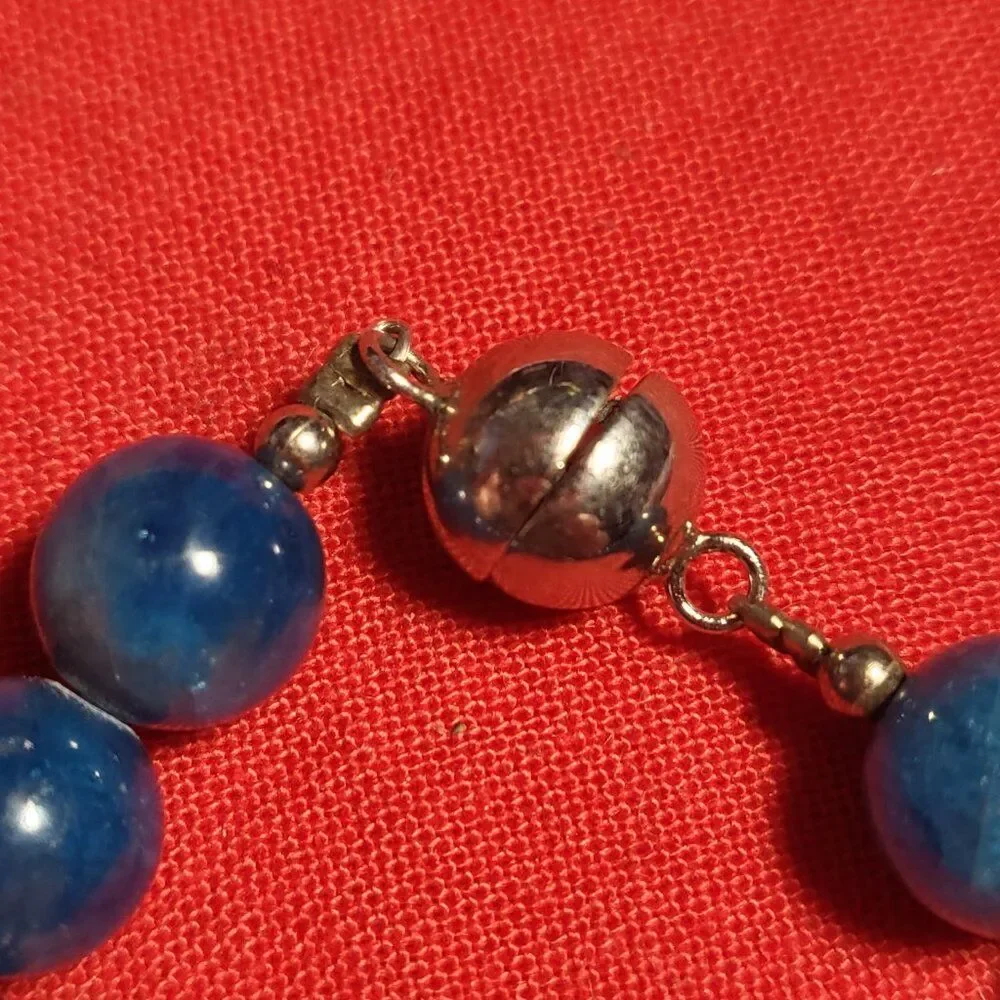 Paraiba Apatite Bead Sterling Silver Magnetic Bracelet